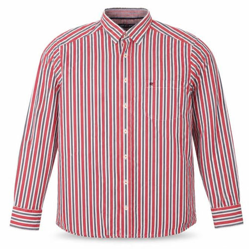 CASAMODA Mens Red Striped Cotton Button-Up Size M Collared Button
