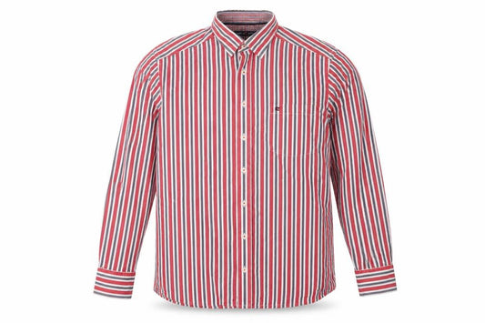 CASAMODA Mens Red Striped Cotton Button-Up Size M Collared Button