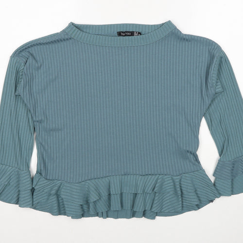 Boohoo Womens Blue Round Neck Polyester Pullover Jumper Size 10