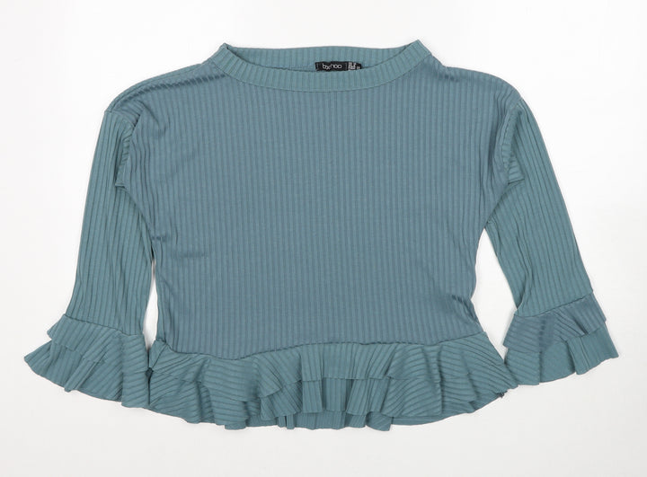 Boohoo Womens Blue Round Neck Polyester Pullover Jumper Size 10
