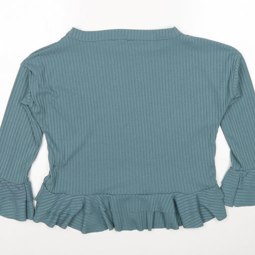 Boohoo Womens Blue Round Neck Polyester Pullover Jumper Size 10