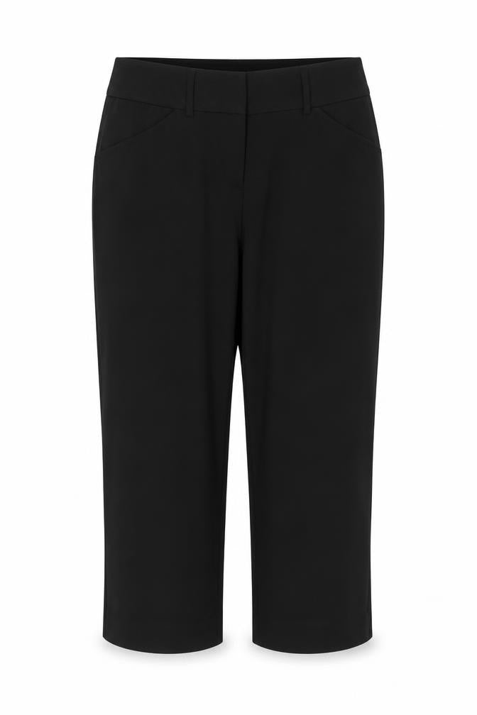 Front view of George women’s black polyester trousers, size UK 12, regular zip