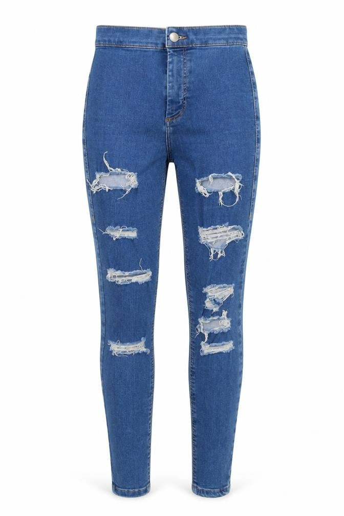 Topshop Womens Blue Cotton Skinny Jeans Size 26 in L32 in Regular Zip