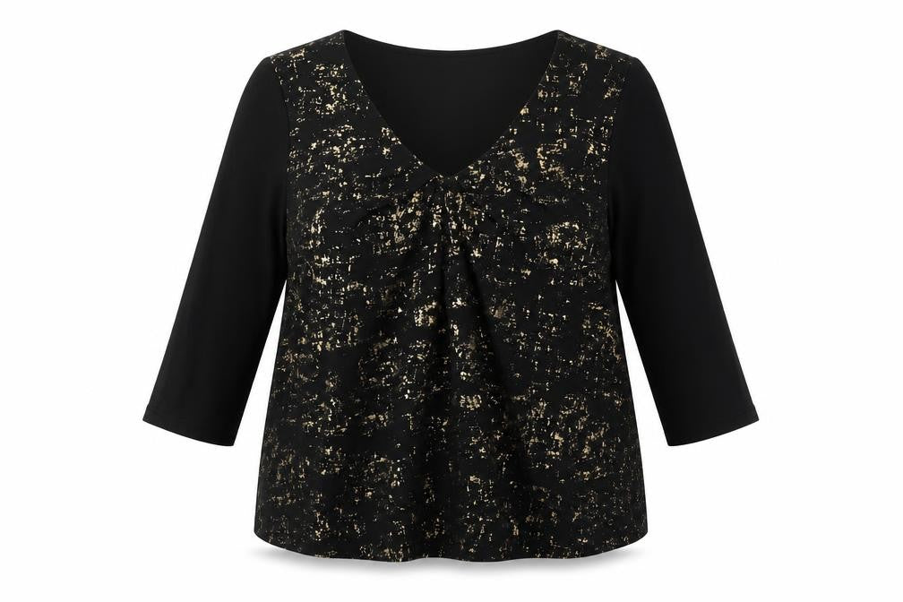 Front view of Studio8 women’s black polyester basic blouse, size UK 16, v-neck