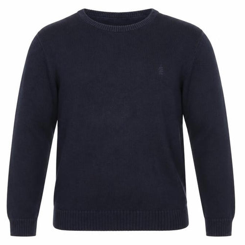 Easy Mens Blue Round Neck Cotton Pullover Jumper Size L Long Sleeve