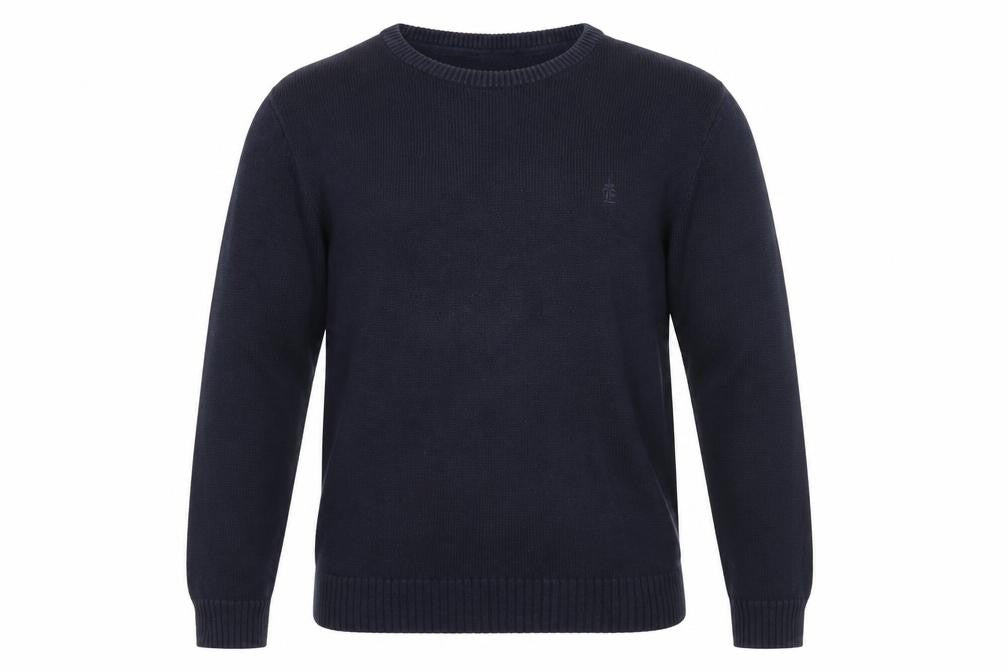 Easy Mens Blue Round Neck Cotton Pullover Jumper Size L Long Sleeve