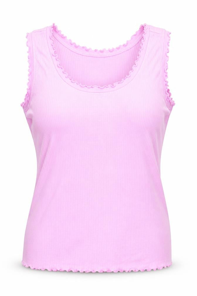 Front view of Papaya women’s purple cotton basic tank, size UK 14, round neck