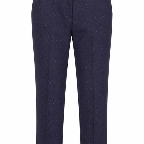 Marks and Spencer Womens Blue Geometric Polyester Chino Trousers Size 10 Slim Zip