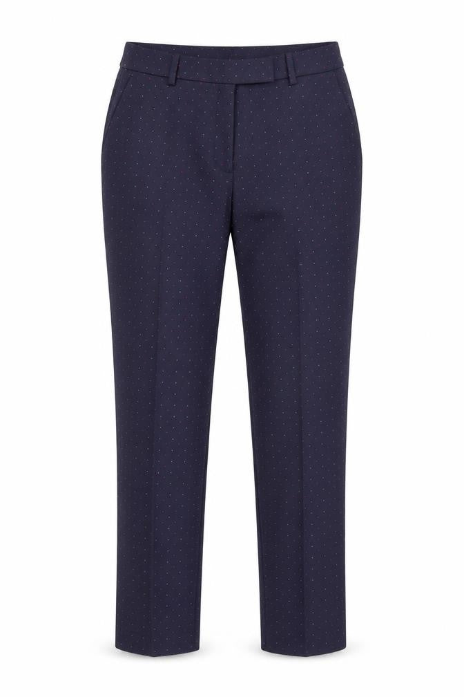 Marks and Spencer Womens Blue Geometric Polyester Chino Trousers Size 10 Slim Zip
