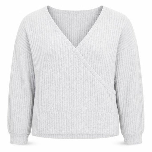 New Look Womens Grey V-Neck Polyester Pullover Jumper Size L