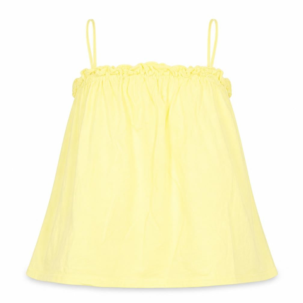 Front view of New Look women’s yellow cotton basic tank, size UK 14, square neck
