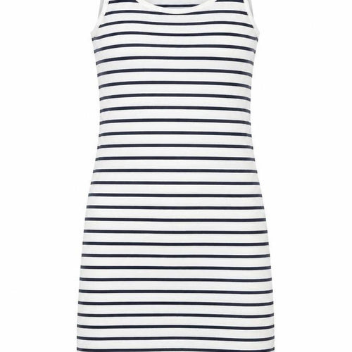 VERO MODA Womens White Striped Cotton Tank Dress Size L Scoop Neck Pullover