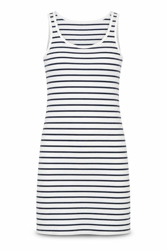 VERO MODA Womens White Striped Cotton Tank Dress Size L Scoop Neck Pullover