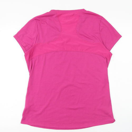 Pure Simple Run Womens Pink Polyester Basic T-Shirt Size 14 V-Neck Pullover