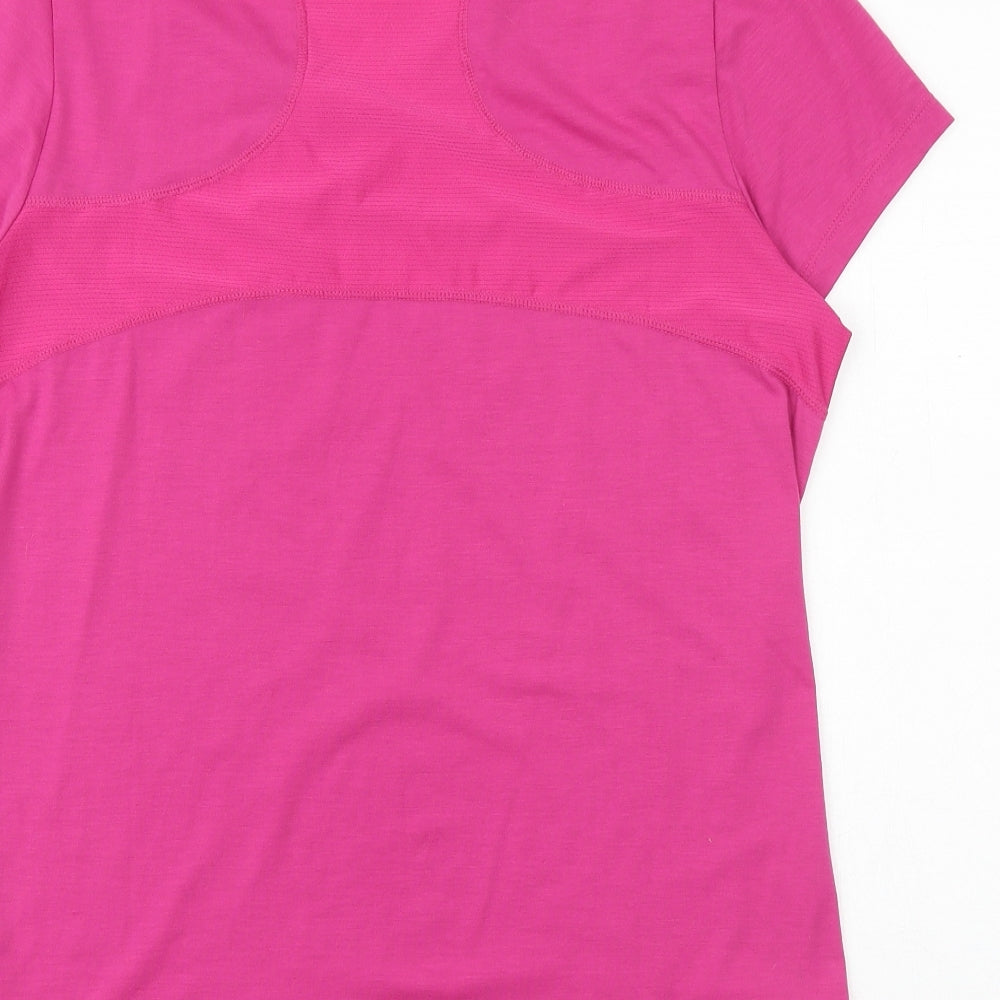 Pure Simple Run Womens Pink Polyester Basic T-Shirt Size 14 V-Neck Pullover