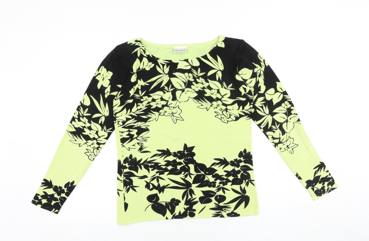 Roman Originals Womens Yellow Round Neck Floral Viscose Pullover Jumper Size S Pullover