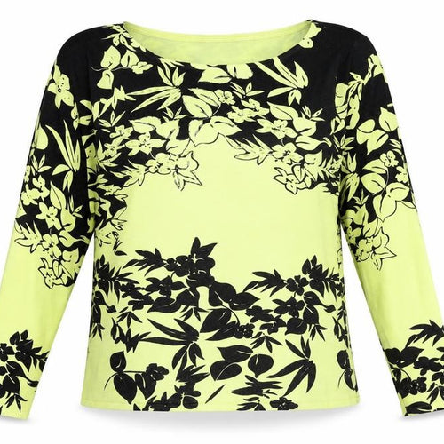 Roman Originals Womens Yellow Round Neck Floral Viscose Pullover Jumper Size M Pullover