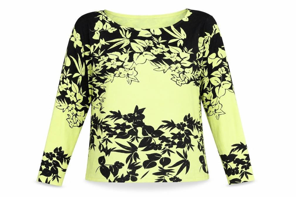 Roman Originals Womens Yellow Round Neck Floral Viscose Pullover Jumper Size M Pullover