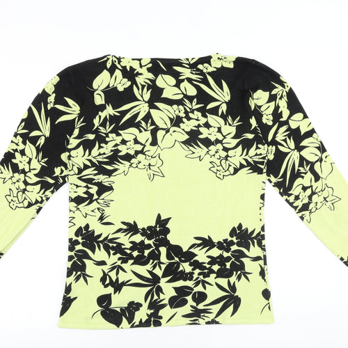 Roman Originals Womens Yellow Round Neck Floral Viscose Pullover Jumper Size M Pullover
