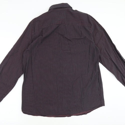 NEXT Mens Brown Striped Cotton Dress Shirt Size 16.5 Collared Button