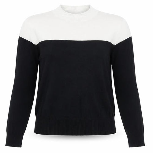 New Look Womens Black Mock Neck Striped Viscose Pullover Jumper Size 12