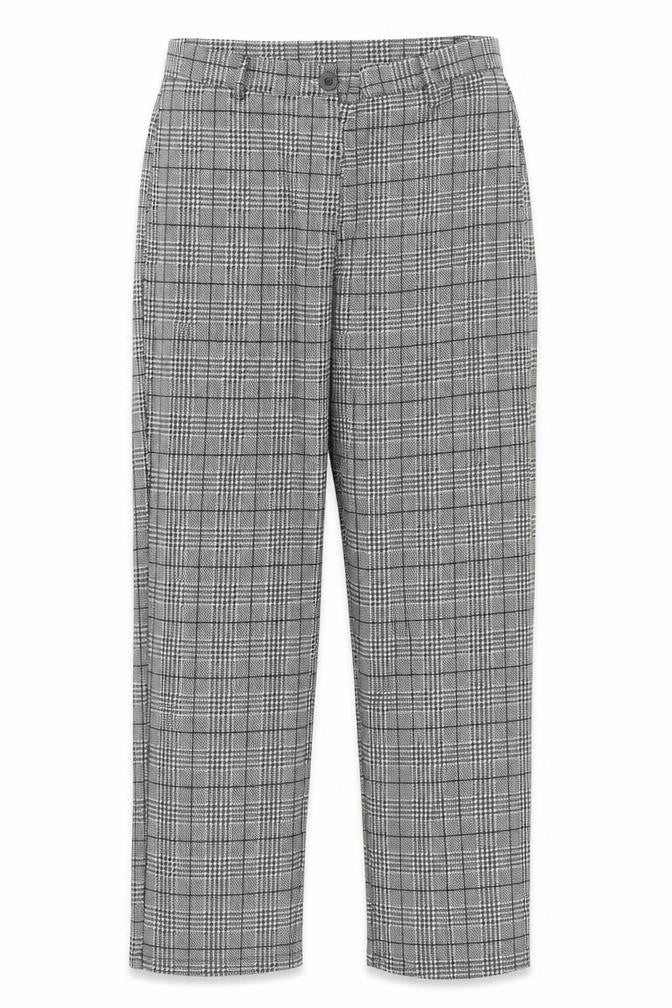 Preworn Womens Black Plaid Cotton Trousers Size L Regular Zip