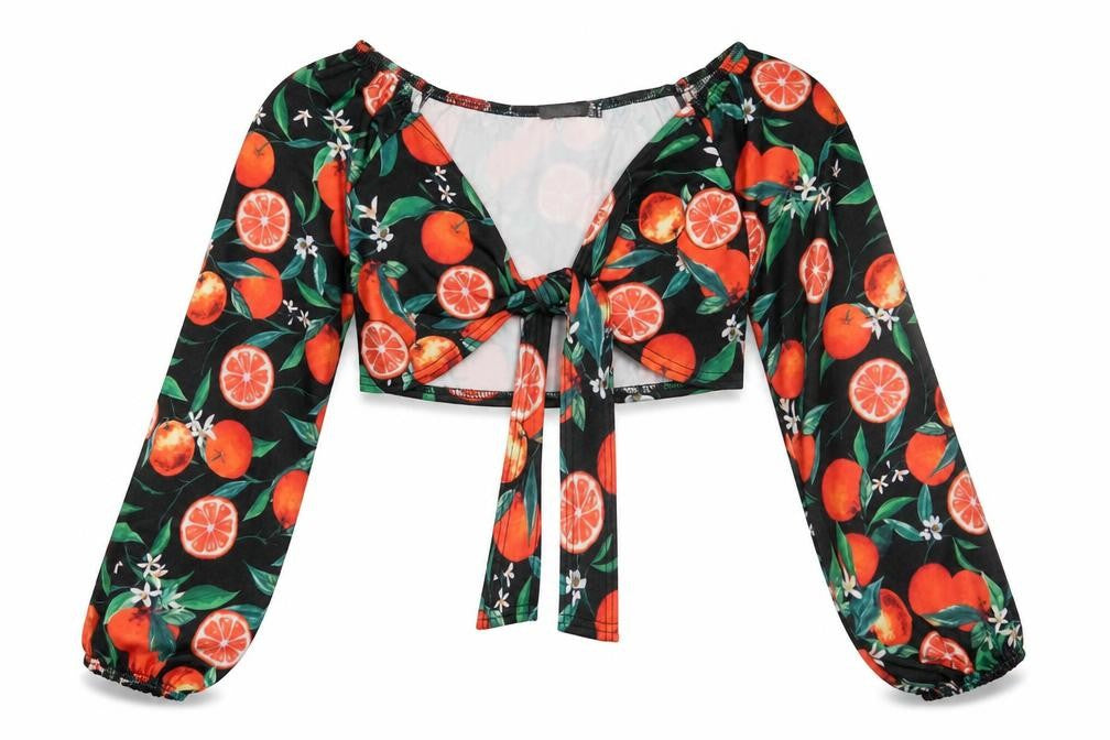 Boohoo Womens Black Geometric Polyester Cropped Blouse Size 8 V-Neck
