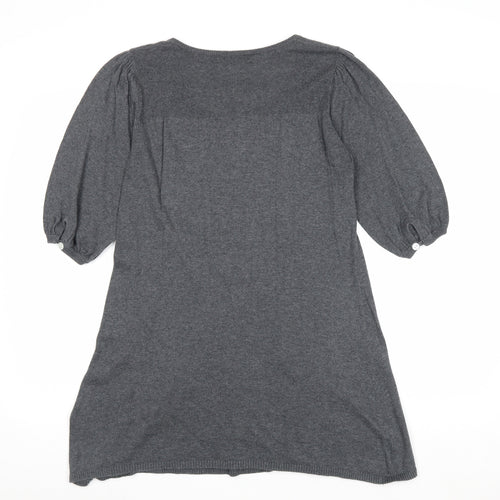 b.young Womens Grey Cotton Basic Blouse Size XL Round Neck