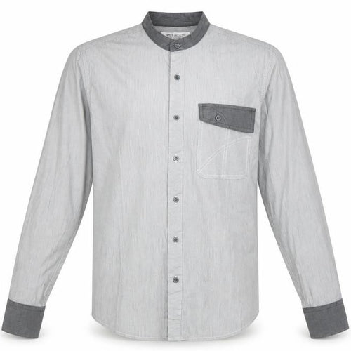 Henleys Mens Grey Cotton Button-Up Size M Round Neck Button
