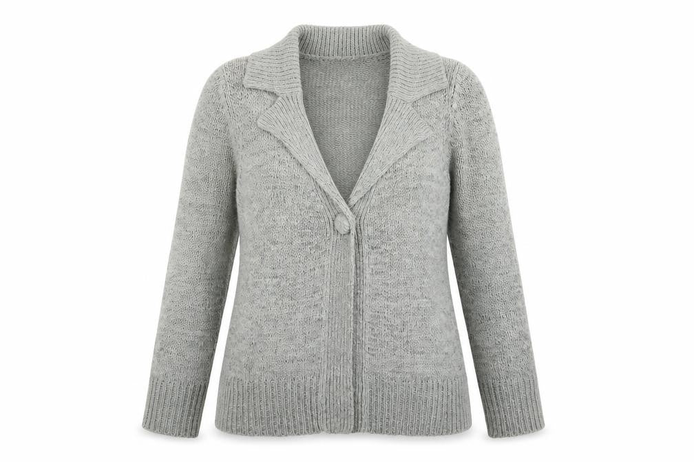 BHS Womens Grey Collared Acrylic Cardigan Jumper Size 8 - Ombré