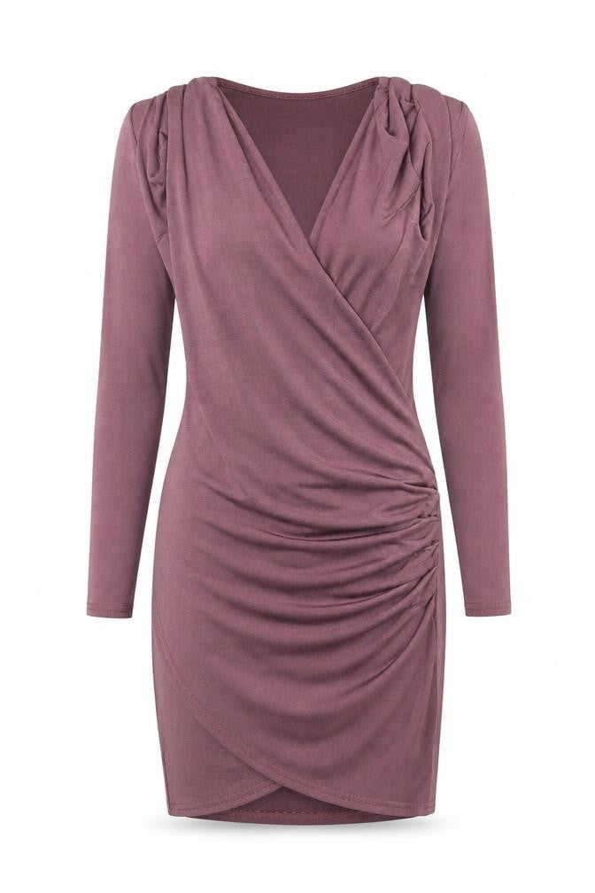 I SAW IT FIRST Womens Purple Polyester Pencil Dress Size 8 V-Neck Pullover