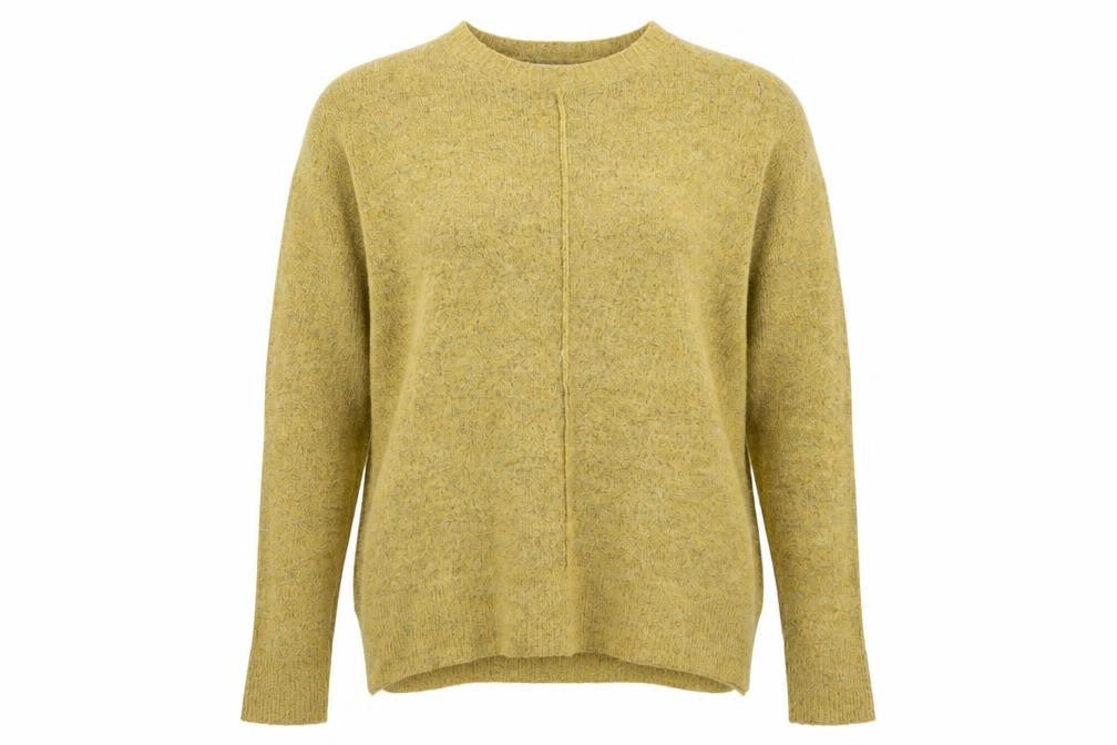 Papaya Womens Yellow Round Neck Geometric Acrylic Pullover Jumper Size M