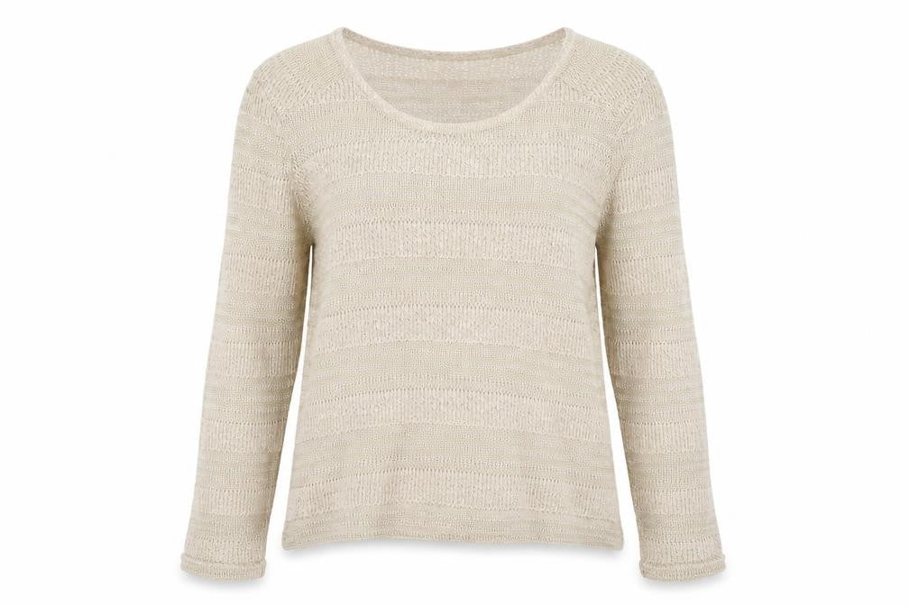 Front view of Oasis women’s brown boat neck acrylic jumper, size L