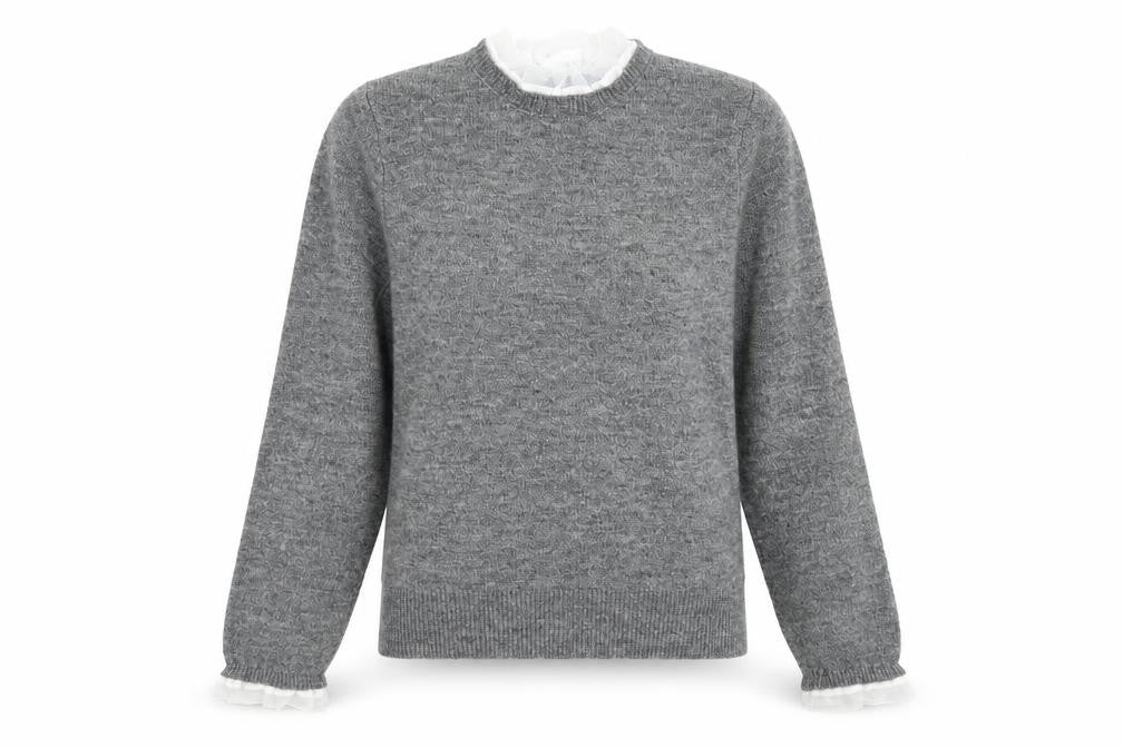 Front view of Primark women’s grey mock neck polyester jumper, size S