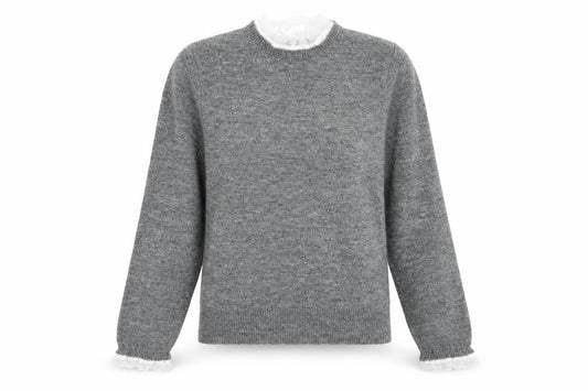 Front view of Primark women’s grey mock neck polyester jumper, size S
