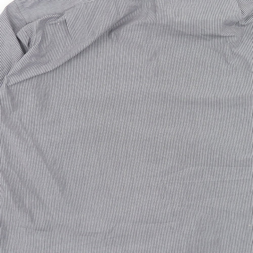 Debenhams Mens Grey Striped Polyester Dress Shirt Size 16.5 Collared Button