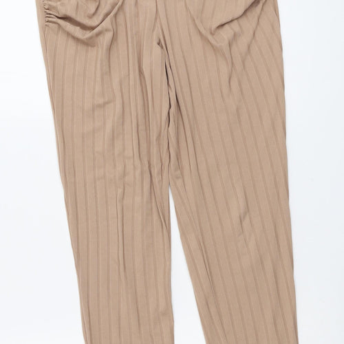 Boohoo Womens Beige Polyester Jogger Trousers Size 14 L26 in Regular - Ruched Detail