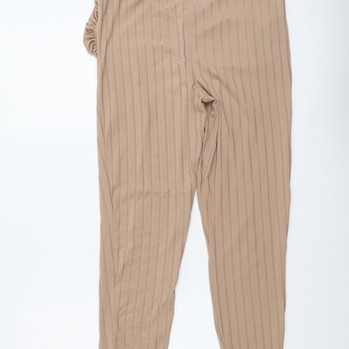 Boohoo Womens Beige Polyester Jogger Trousers Size 14 L26 in Regular - Ruched Detail