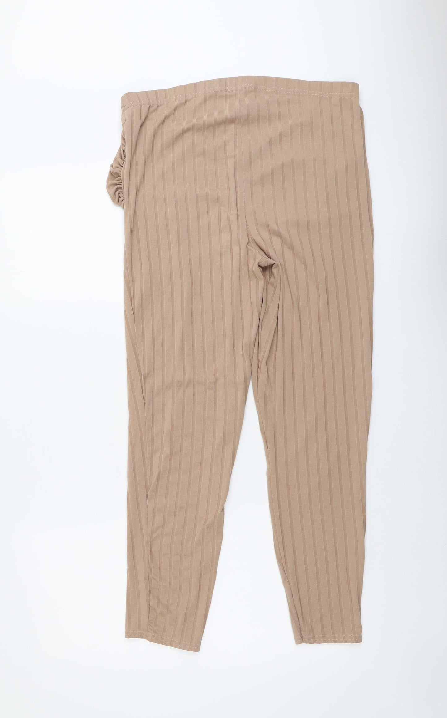 Boohoo Womens Beige Polyester Jogger Trousers Size 14 L26 in Regular - Ruched Detail