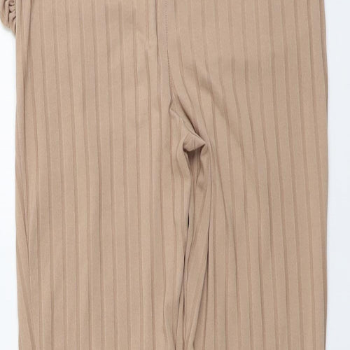 Boohoo Womens Beige Polyester Jogger Trousers Size 14 L26 in Regular - Ruched Detail