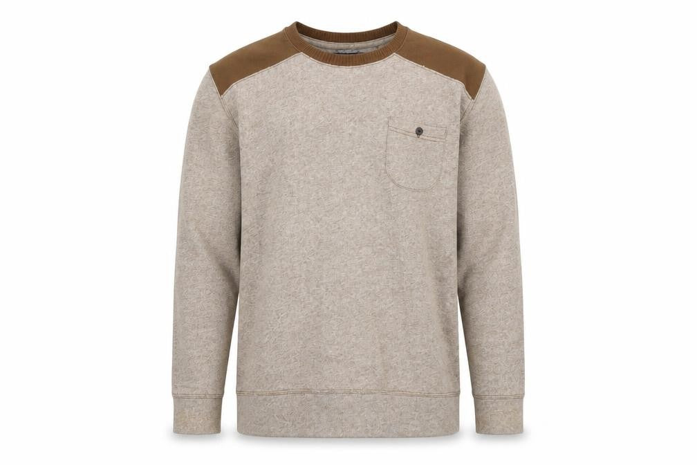Front view of Twisted Soul men’s brown cotton pullover sweatshirt, size L