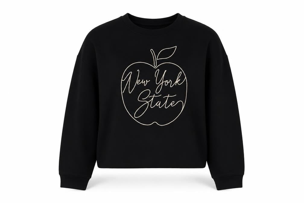 Front view of Primark women’s black polyester pullover sweatshirt, size M, pullover - new york state