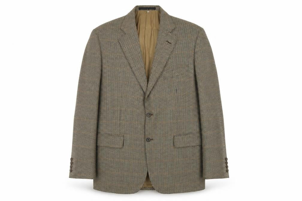 Front view of Marks & Spencer men’s beige wool jacket suit jacket, size M, regular
