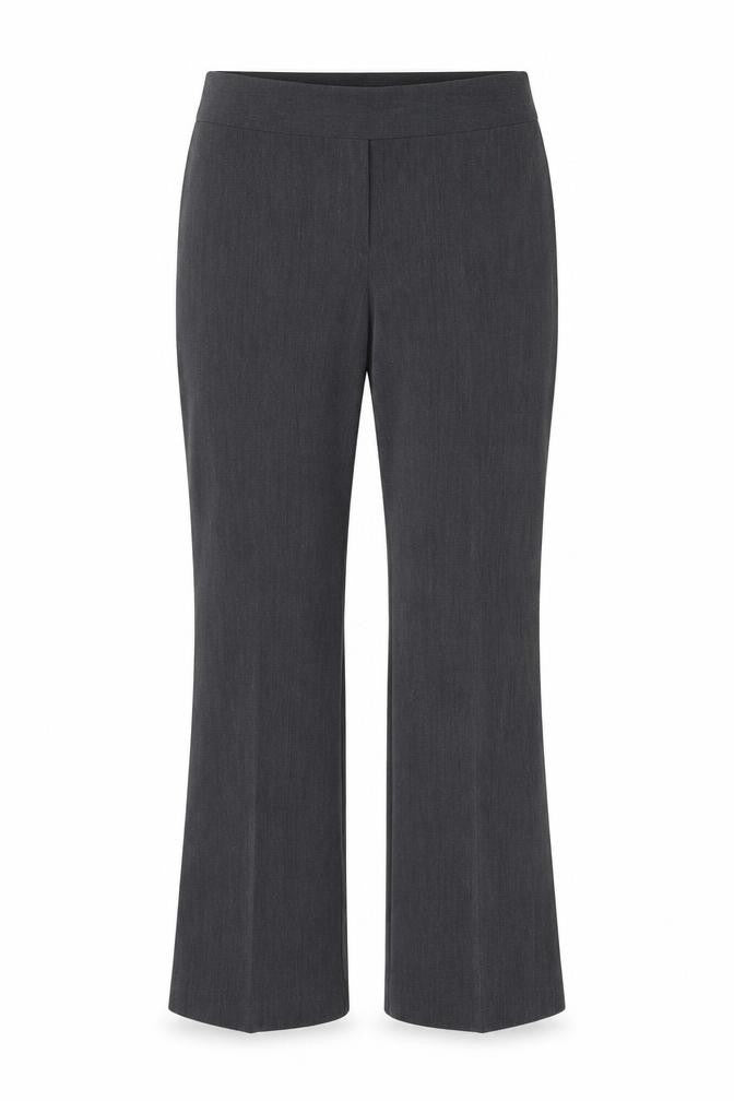 Front view of Mia Moda women’s green polyester trousers, size UK 14, 29-inch leg regular button