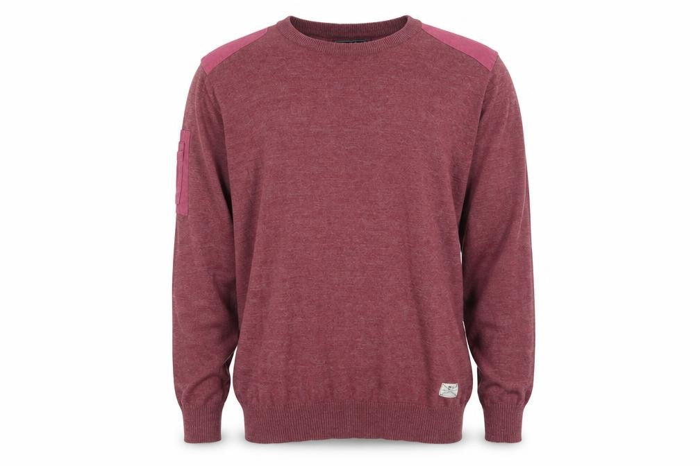 Crosshatch Mens Red Round Neck Cotton Pullover Jumper Size M Long Sleeve
