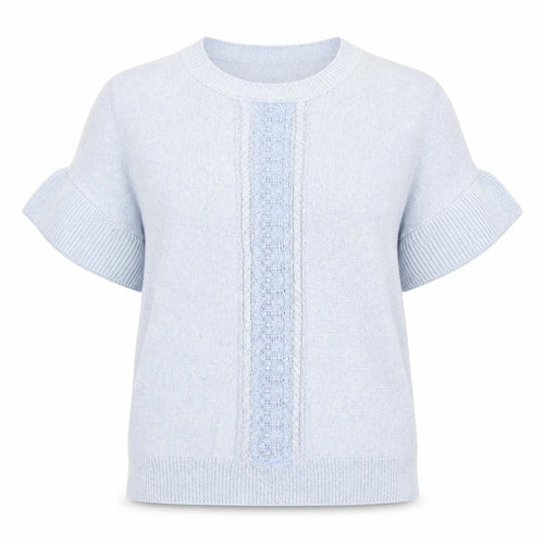 Marks and Spencer Womens Blue Round Neck Cotton Pullover Jumper Size S Pullover - Lace Detail