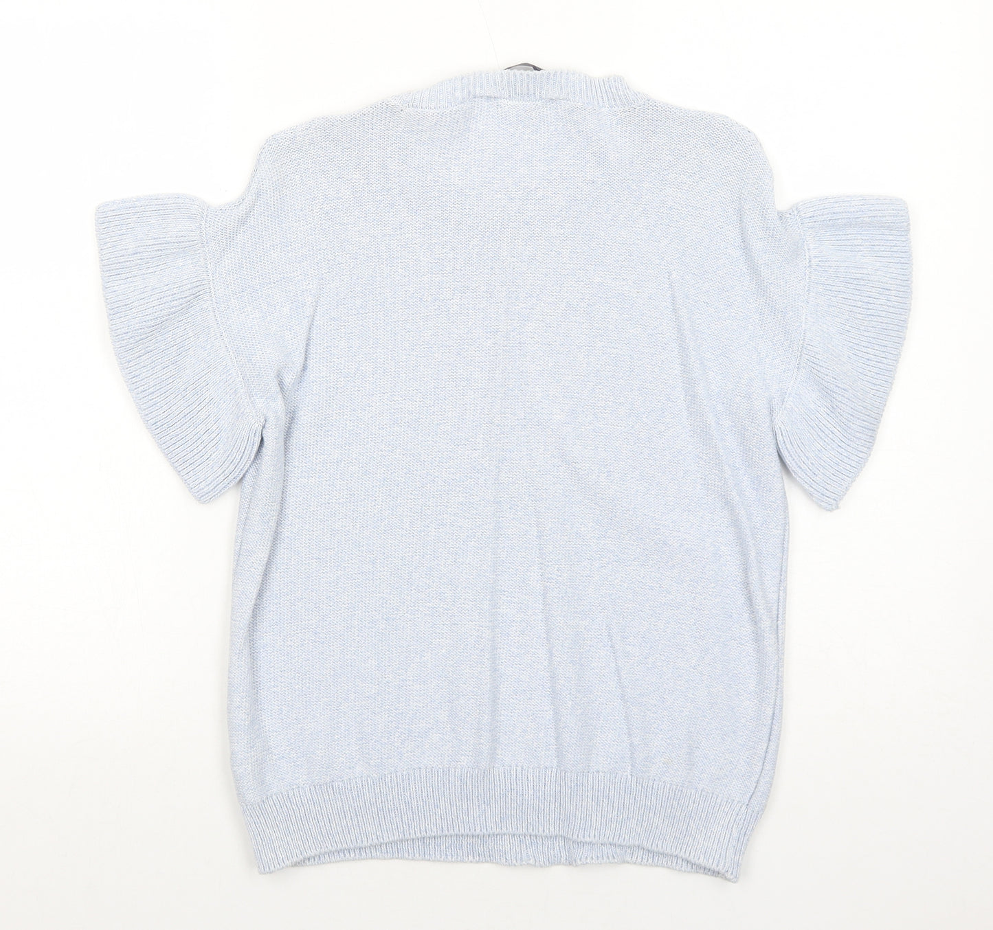 Marks and Spencer Womens Blue Round Neck Cotton Pullover Jumper Size S Pullover - Lace Detail