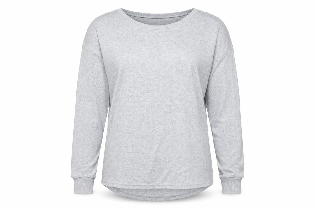 Front view of Next women’s grey polyester pullover sweatshirt, size UK 10, pullover
