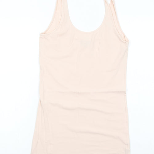 Topshop Womens Pink Cotton Basic Tank Size 10 Scoop Neck