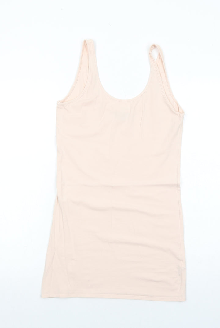 Topshop Womens Pink Cotton Basic Tank Size 10 Scoop Neck